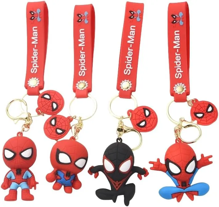 4pcs cartoon spider keychains, suitable for both girls and boys. Kawaii keychains, which can be used as backpack keychain accessories, wrist chains or car ornaments.