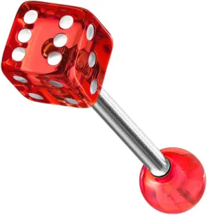 5 MM Acrylic Dice Ball On Surgical Steel Barbells Tongue Rings Red Body Unique Jewelry Delicate Design Piercing Steel Surgical For Women
