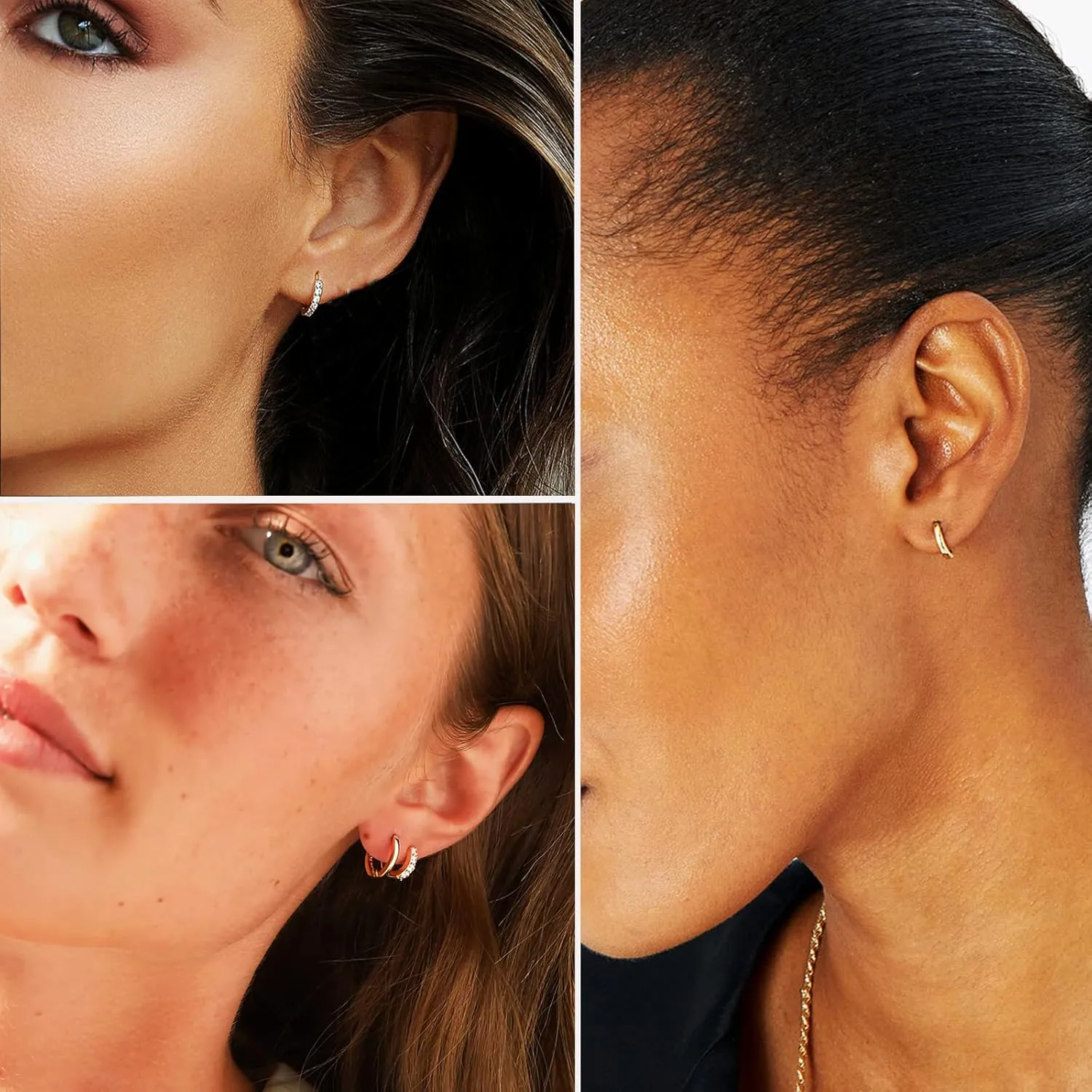 5 Pairs Gold Silver Huggies Hoop Earrings Set for Women, Small Dangle Chain Hoop Earrings Jewelry