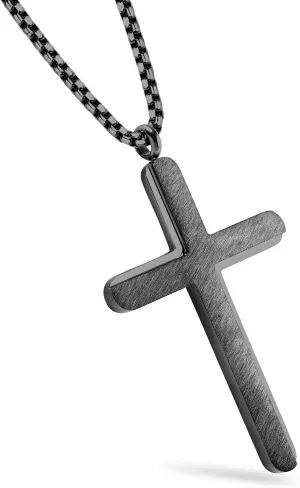 555Jewelry Cross Necklace for Men Women Brushed Stainless Steel Pendant, 18-24" Chain