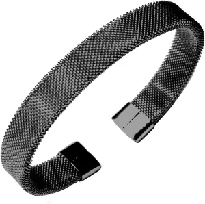 555Jewelry Unisex Stainless Steel Mesh Open Cuff Bangle Bracelet for Men & Women