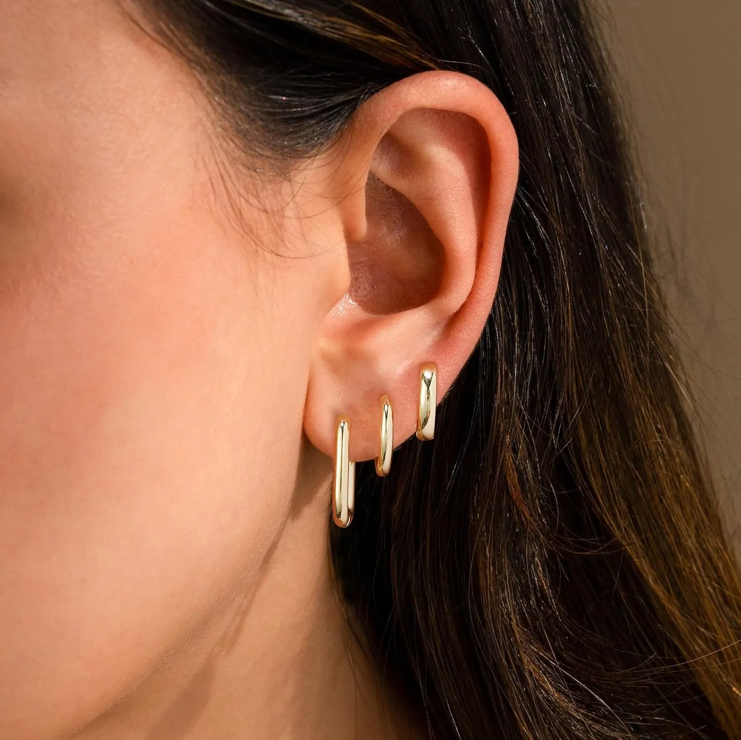 6 Pairs 14K Gold Hoop Earrings for Women,Chunky Hoop Earrings Multipack Hypoallergenic,Lightweight Hoop Earrings for Women Gold Jewelry Gifts
