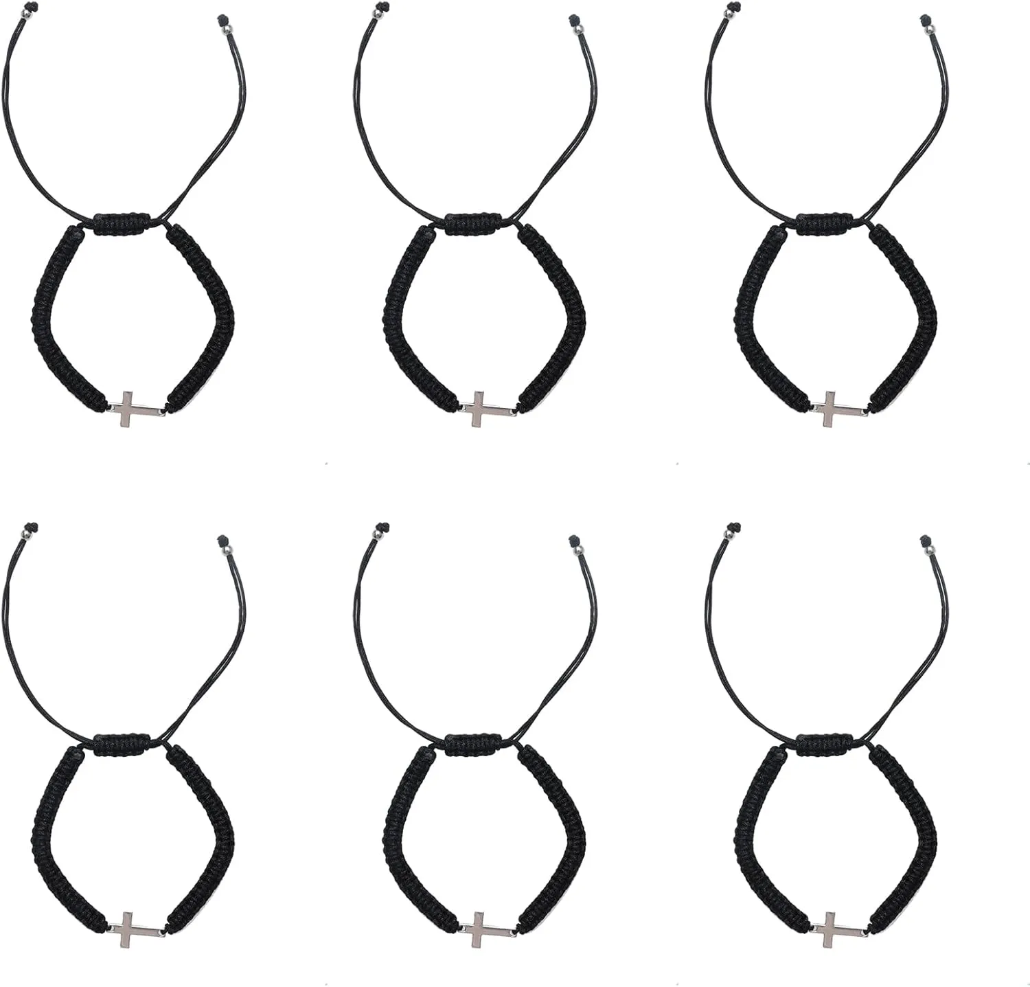 6 Pcs Friendship Bracelets with Cross Bulk Adjustable Jesus Christian Lucky String Handmade Braided Wristband Bracelet for Women Men Easter Baptism
