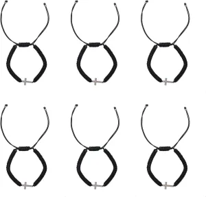 6 Pcs Friendship Bracelets with Cross Bulk Adjustable Jesus Christian Lucky String Handmade Braided Wristband Bracelet for Women Men Easter Baptism
