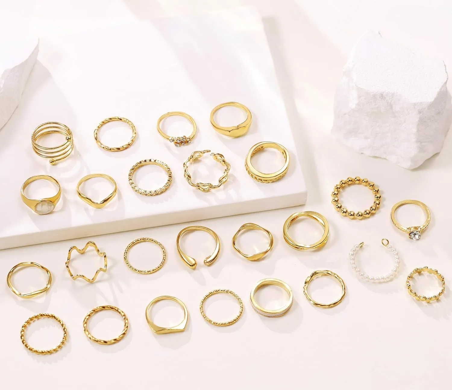 73 Pcs Gold Knuckle Rings for Women, 14K Gold Stackable Chunky Rings Pack, That Don't Tarnish Gold Rings, Vintage Boho Heart Butterfly Ring Jewelry Set