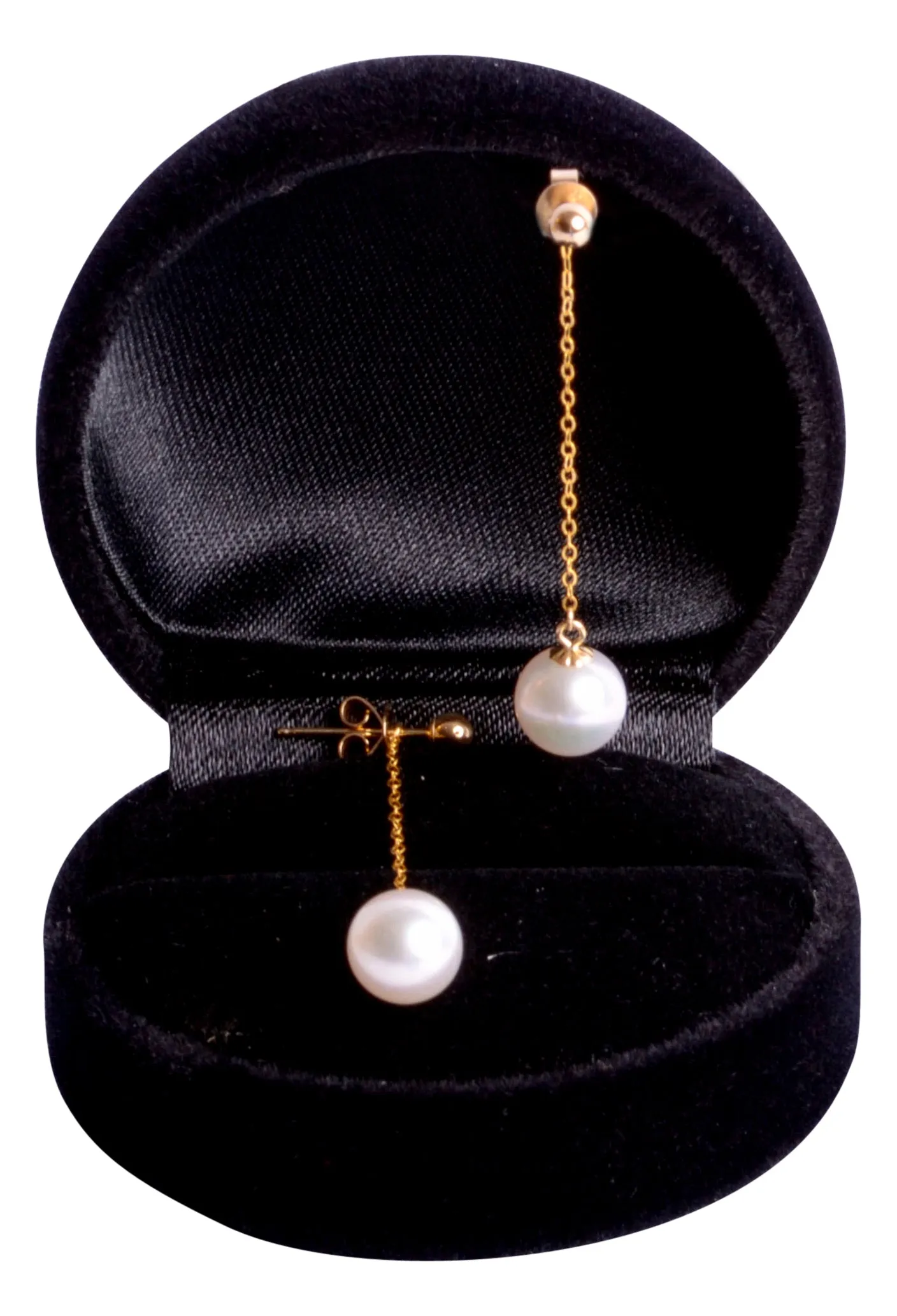 8 mm White Pearl Gold Earrings