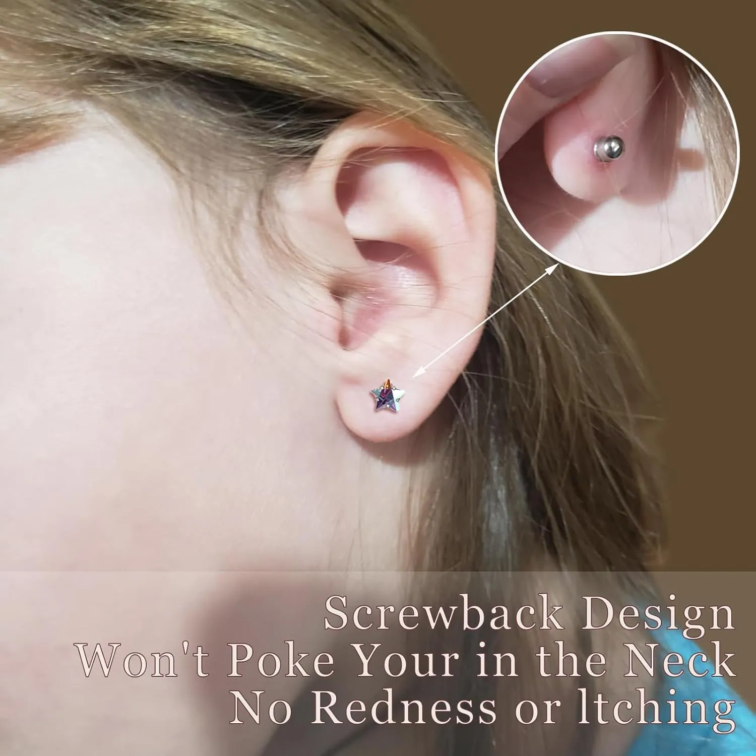 8 Pairs Screw Back Earrings for Girls - Toddler Earrings in Surgical Steel, Hypoallergenic with Heart, Pearl, Star & Cubic Zirconia Flat Back Studs