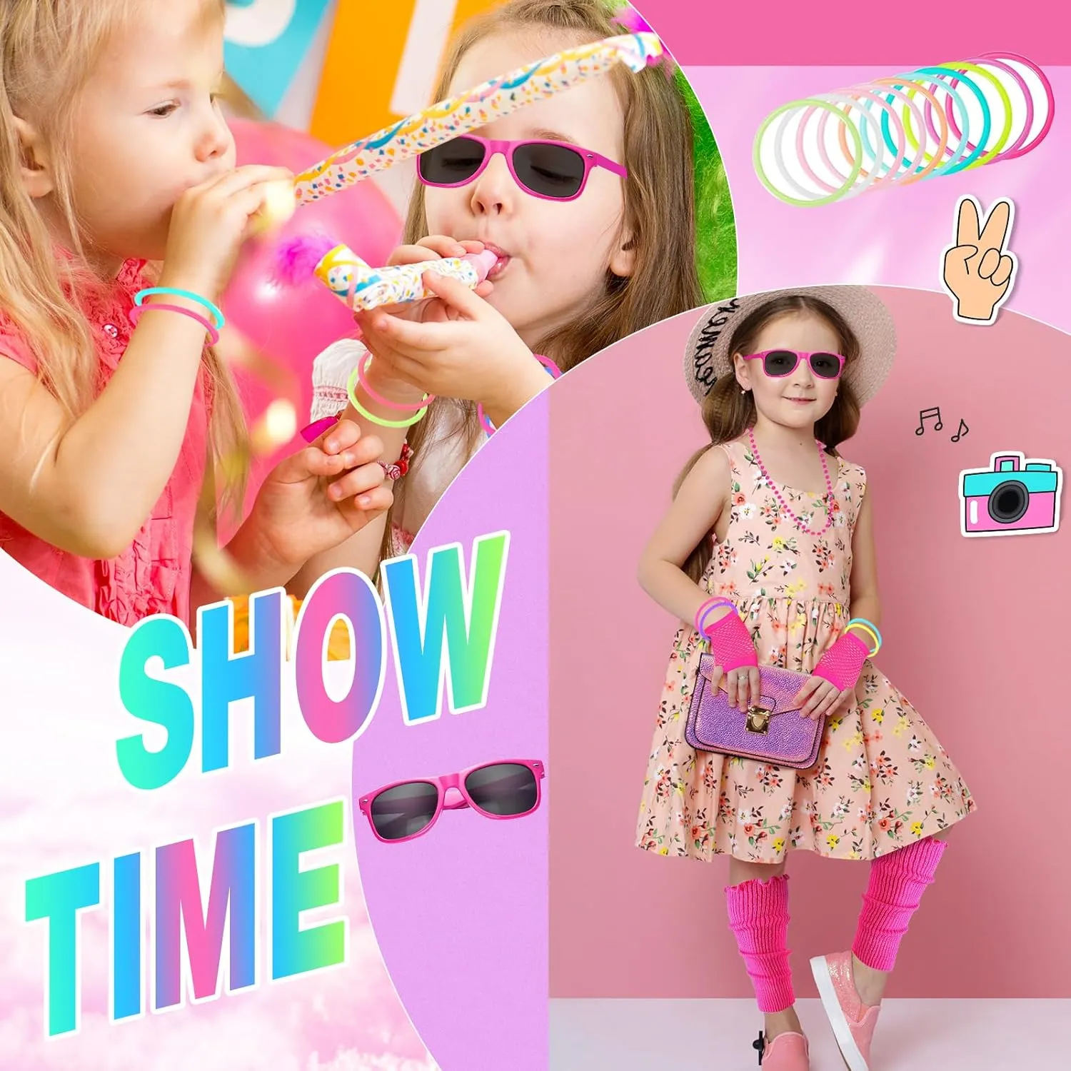 80s Outfit for Kids, 80s Costumes Accessories for Kids, 80s Outfits for Girls Cosplay 1980s Theme Retro Party