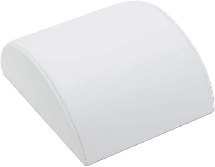 888 Display - White Faux Leather Half Moon Bracelet Showcase Display Stand (3" x 5" x 2 1/2"H (76 x 127 x 63mm), White Faux Leather)