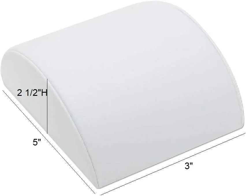 888 Display - White Faux Leather Half Moon Bracelet Showcase Display Stand (3" x 5" x 2 1/2"H (76 x 127 x 63mm), White Faux Leather)