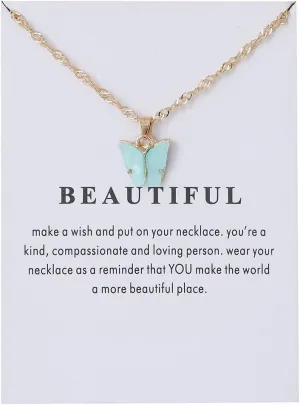 9 pcs Colorful Butterfly Pendant Necklace for Women Bohemian Acrylic Adjustable Retro Card Clavicle Chain Insect Animal Necklace Friend Friendship Party Jewelry Gift