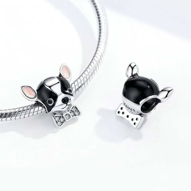 925 Sterling Silver Charming Chihuahua Beaded Bracelet