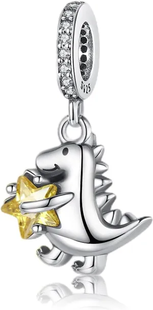 925 Sterling Silver Charms Bracelet Necklace Penguin Butterfly Dinosaur Turtle Dog Fireflies Pendant Beads Angel Wings & Heart Charm Jewellery Gift for Women Girls at Christmas,Birthday