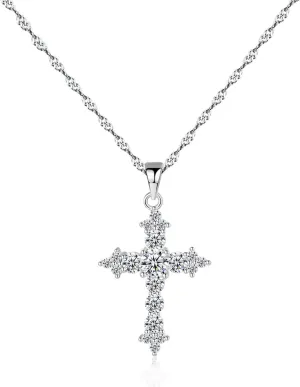 925 Sterling Silver Cross Necklace for Women - Sparkling Cubic Zirconia Cross Pendant - Hypoallergenic, Elegant Religious Jewelry, Faith Necklace Gift for Women