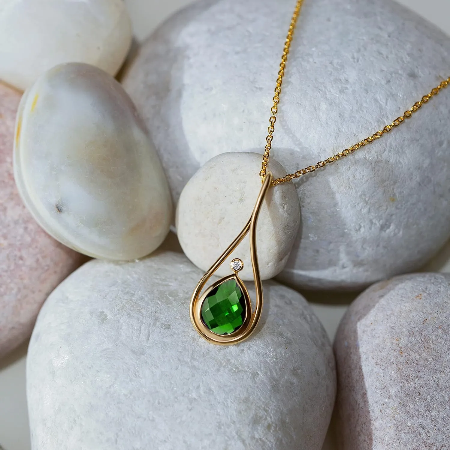 925 Sterling Silver Drop Necklace for Women, 3.25 Cttw Pear Checkerboard Cut 8X10MM Natural & Created Gemstone, Fine Jewelry Gifts for Women, 18''