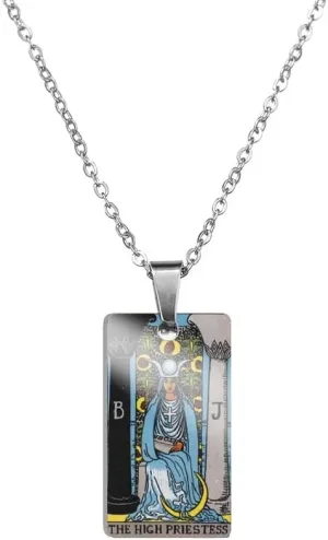 925 Sterling Silver Gothic Tarot Card Necklace For Women And Men - Sun Star Moon Strength Justice Pendant Necklaces Lucky Amulet Charm Tarot Card Necklace Arcana Celestial Necklace Good Luck Amulet