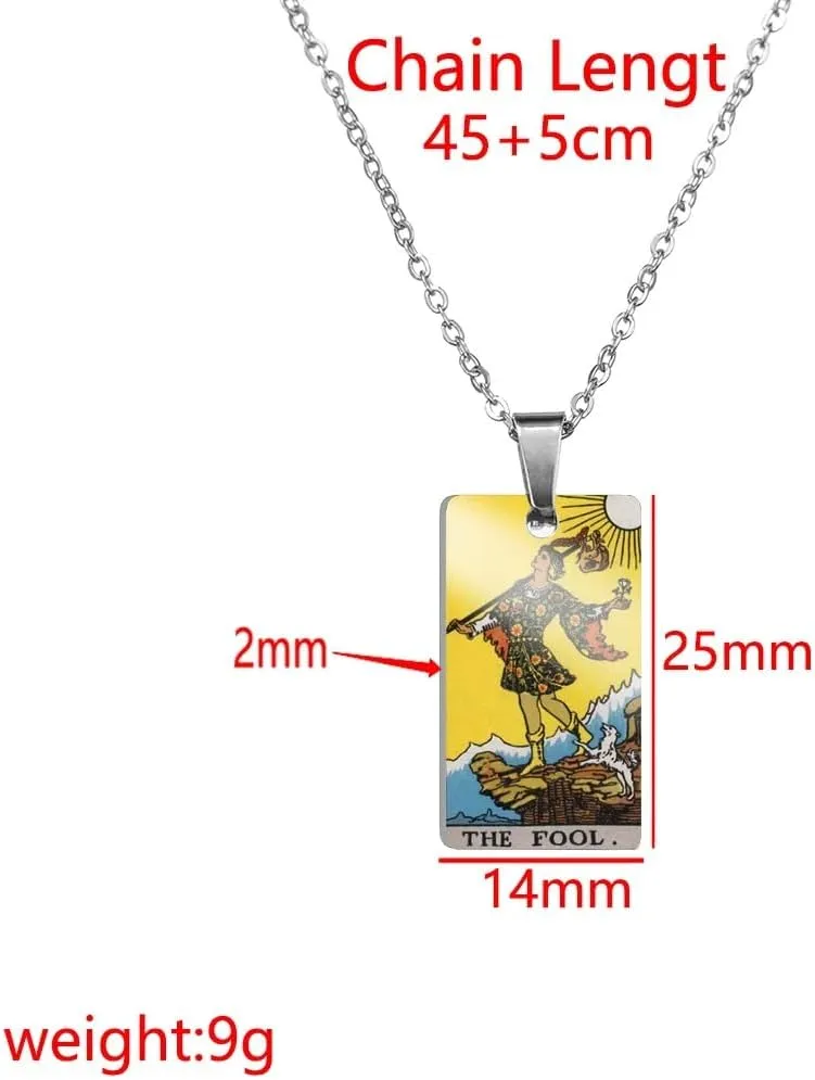925 Sterling Silver Gothic Tarot Card Necklace For Women And Men - Sun Star Moon Strength Justice Pendant Necklaces Lucky Amulet Charm Tarot Card Necklace Arcana Celestial Necklace Good Luck Amulet