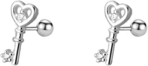 925 Sterling Silver Key Mini Helix Stud Earring for Women Cubic Zirconia Crystal Cartilage Tragus Screw Back Tiny Ball Studs Piercing Sleeper Hypoallergenic Earring Cute Jewelry Gifts 20G