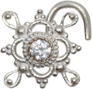 925 Sterling Silver Nose Stud Unique Nose Stud Flower Nose Stud Indian Nose Ring Silver Nose Stud Crock Screw Nose Stud Indian Nose Jewelry Indian Nose Stud