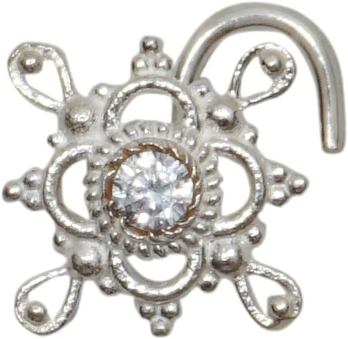 925 Sterling Silver Nose Stud Unique Nose Stud Flower Nose Stud Indian Nose Ring Silver Nose Stud Crock Screw Nose Stud Indian Nose Jewelry Indian Nose Stud