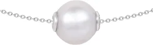 925 Sterling Silver Single AAAAA Quality Round Fresh Water Cultured White Pearl Necklace for Women