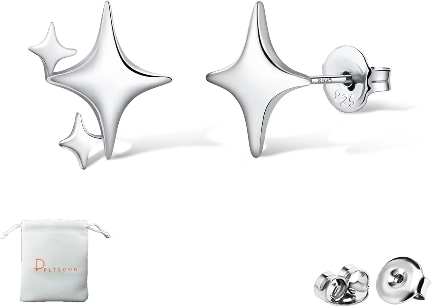 925 Sterling Silver Studs Earrings for Women Star Stud Earrings Set Hypoallergenic Silver Stud Earrings Dainty Star Earrings for Women