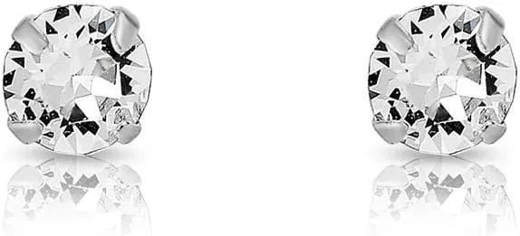 925 Sterling Silver VERY TINY Round Stud Earrings made with Crystals from Swarovski Elements - Diameter: 3 mm
