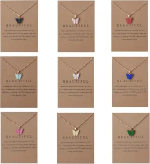 9Pcs Bohemian Butterfly Pendant Necklace Set,Dainty Adjustable Acrylic Colorful Insect Chain Necklace Minimalist Choker Necklace for Women Lover Jewelry