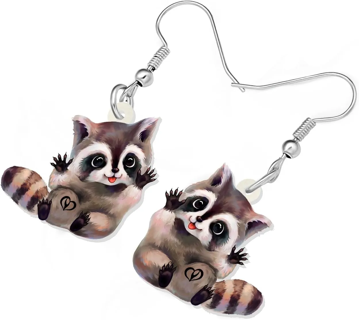 Acrylic Cute Cartoon Raccoon Earrings Dangle Northern Animal Jewelry Raccoon Gifts for Women