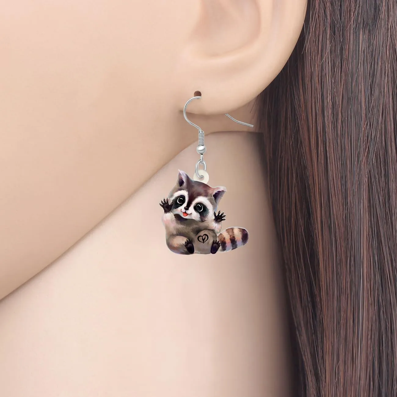 Acrylic Cute Cartoon Raccoon Earrings Dangle Northern Animal Jewelry Raccoon Gifts for Women