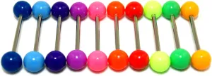 Acrylic Tongue Rings Barbells Plain Colors LOT 10