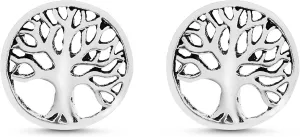 AeraVida Nature Inspired Simple 10mm Tree of Life Round .925 Sterling Silver Stud Earrings | Classic Sterling Silver Stud Earring for women | Vintage Stud Earrings