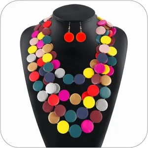 African Jewelry Sets for Women Colorful Multilayer Beaded Necklace Layered Chunky Necklace Black History Juneteenth Month Shirts Outfit Jewelry Gifts
