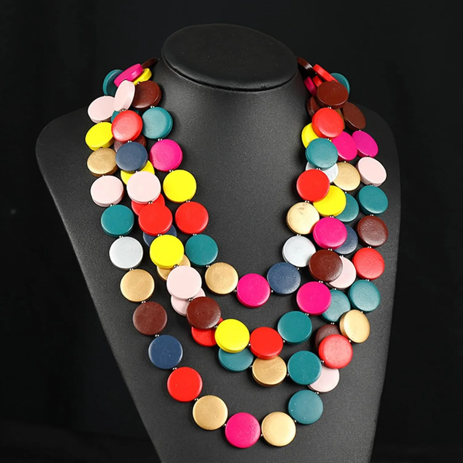 African Jewelry Sets for Women Colorful Multilayer Beaded Necklace Layered Chunky Necklace Black History Juneteenth Month Shirts Outfit Jewelry Gifts