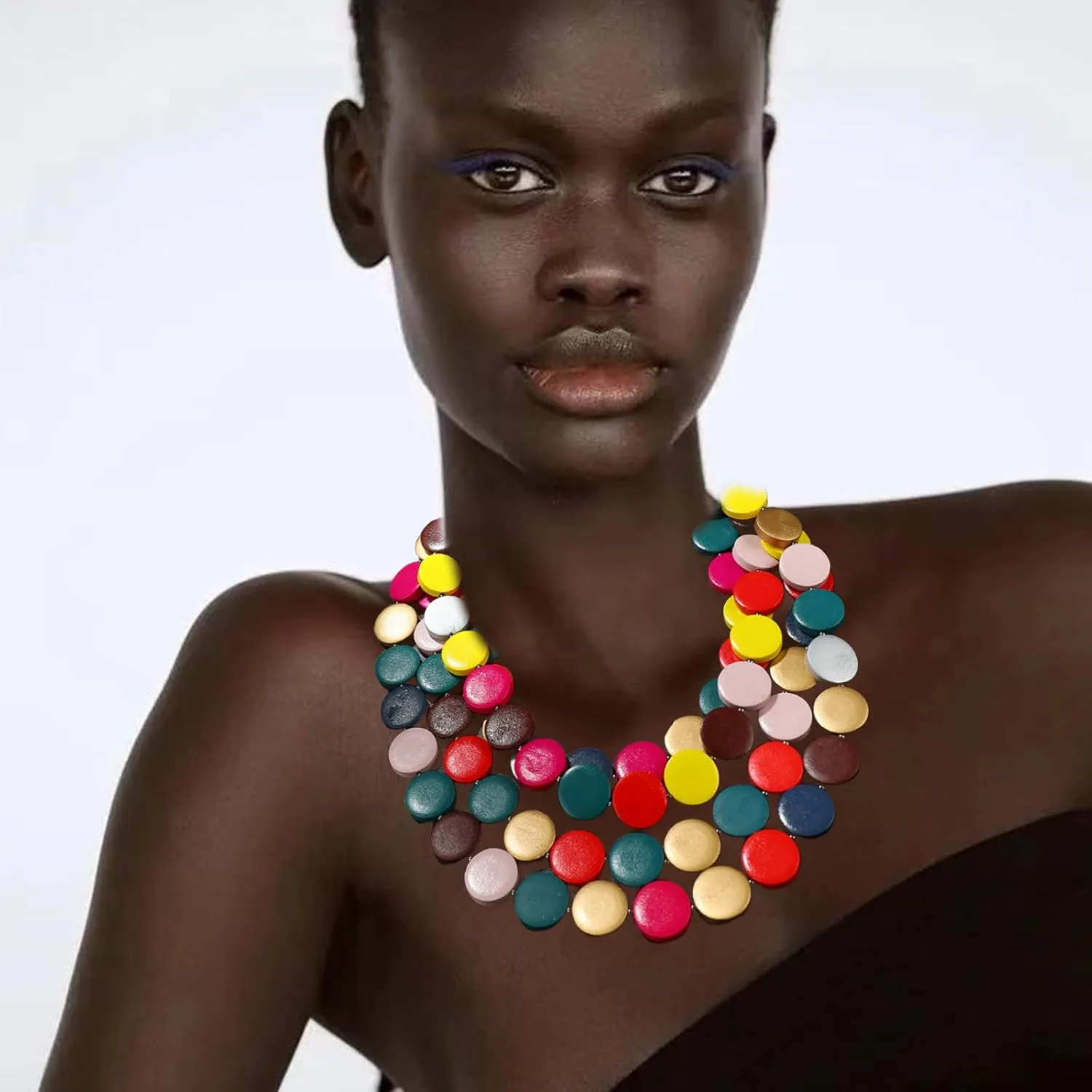 African Jewelry Sets for Women Colorful Multilayer Beaded Necklace Layered Chunky Necklace Black History Juneteenth Month Shirts Outfit Jewelry Gifts