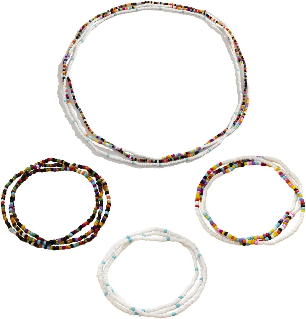 African Waist Beads For Women Colorful 3PCS Layered Belly Body Chain Beach Bikini Waist Jewelry Body Accessories For Women