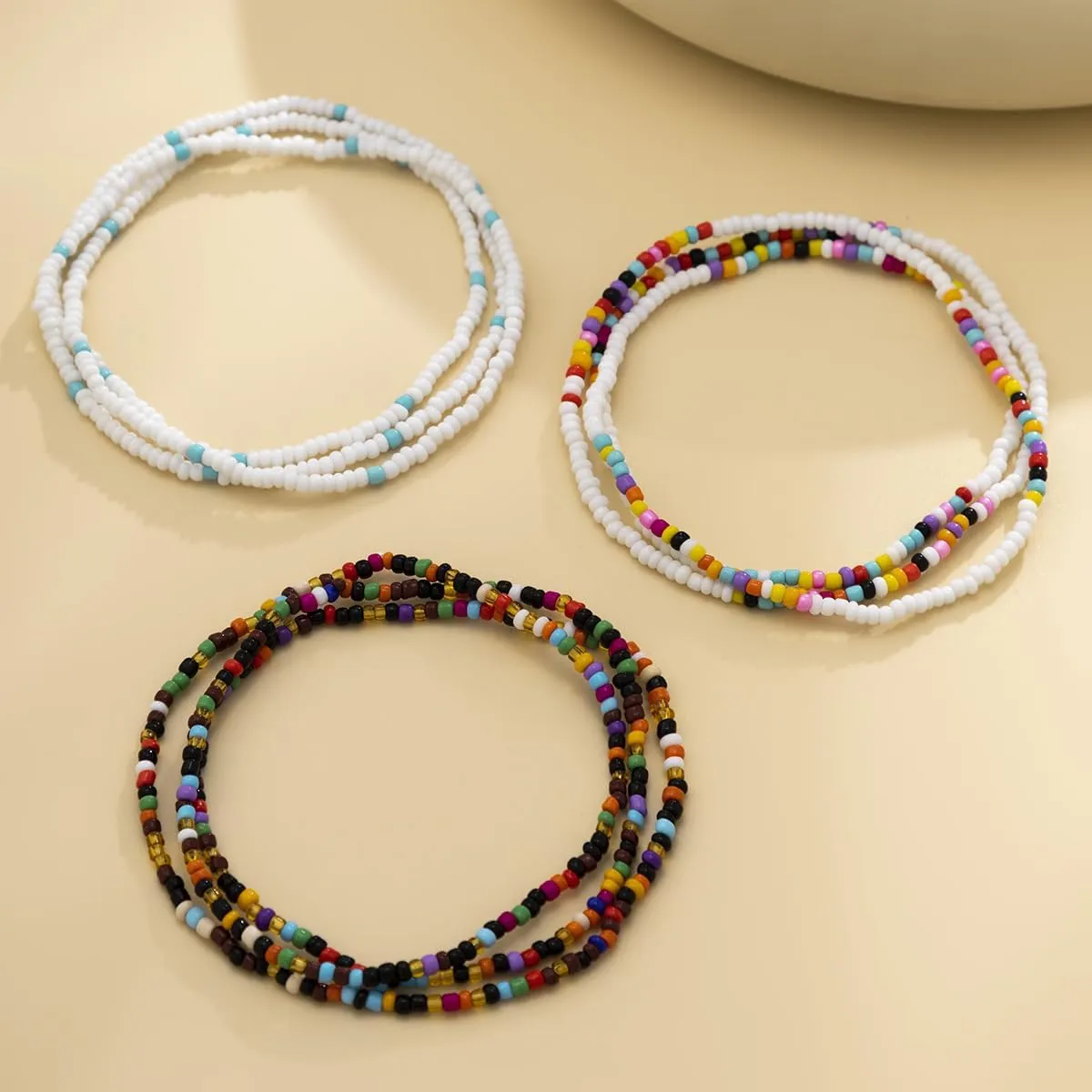 African Waist Beads For Women Colorful 3PCS Layered Belly Body Chain Beach Bikini Waist Jewelry Body Accessories For Women