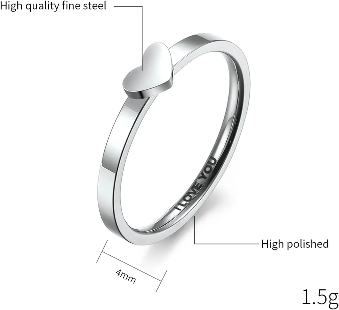 Aienid Engagement Ring Sets Cheap Stainless Steel Promise Rings Women Matching Heart Ring I Love You