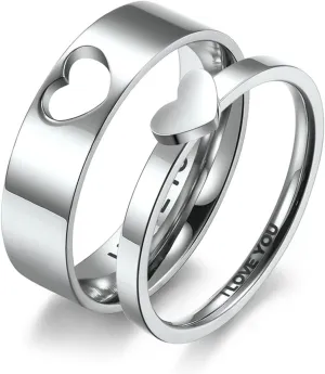 Aienid Engagement Ring Sets Cheap Stainless Steel Promise Rings Women Matching Heart Ring I Love You