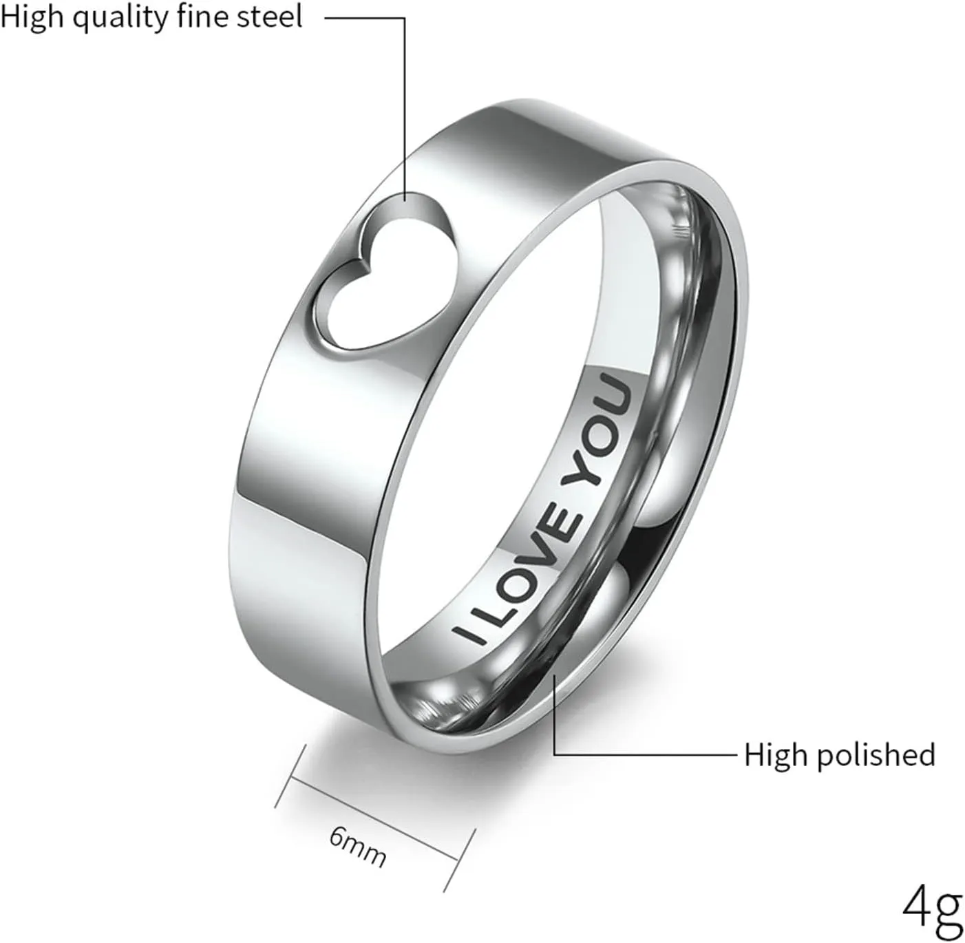 Aienid Engagement Ring Sets Cheap Stainless Steel Promise Rings Women Matching Heart Ring I Love You
