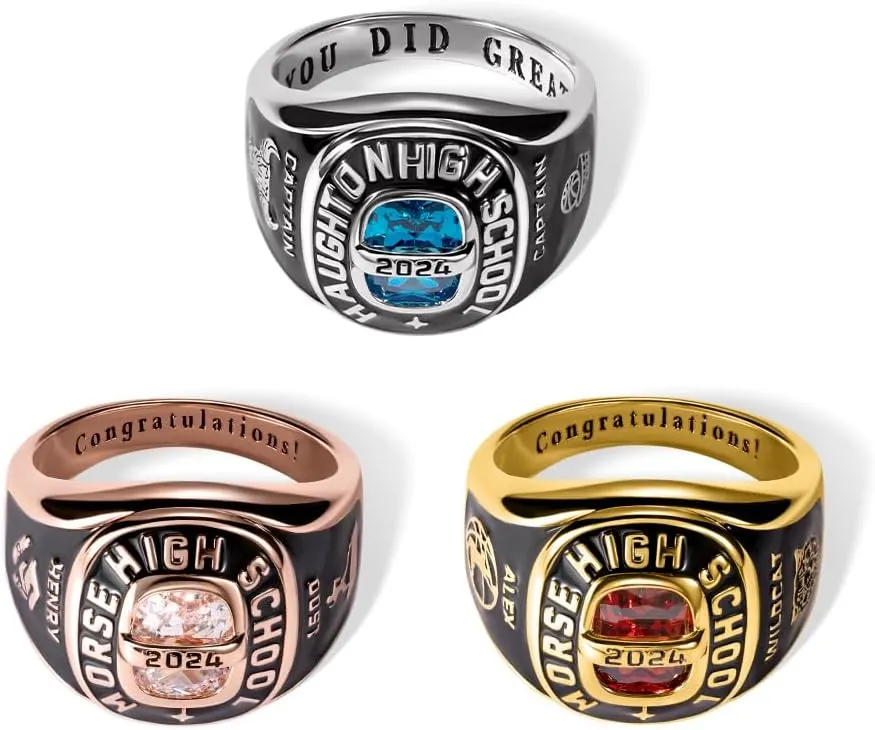 AILIN Personalized Graduation Rings For Men Women Sterling Silver 925/Brass 2025 2026 Custom High School Class Rings College Graduation Jewelry Gifts For Her Him Son Daughter