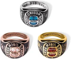 AILIN Personalized Graduation Rings For Men Women Sterling Silver 925/Brass 2025 2026 Custom High School Class Rings College Graduation Jewelry Gifts For Her Him Son Daughter