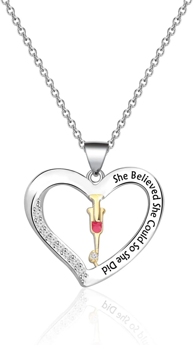 AKTAP Nurse Phlebotomist Necklace She Believed She Could Doctors Medical Nursing Jewelry Graduation Gifts for Medical Technologist
