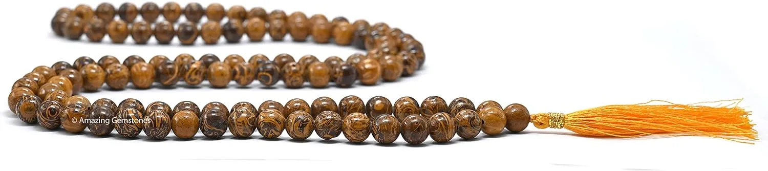 Amazing Gemstone Japa Mala 108 Prayer Beads Necklace and Wrist Mala Bracelet for Meditation