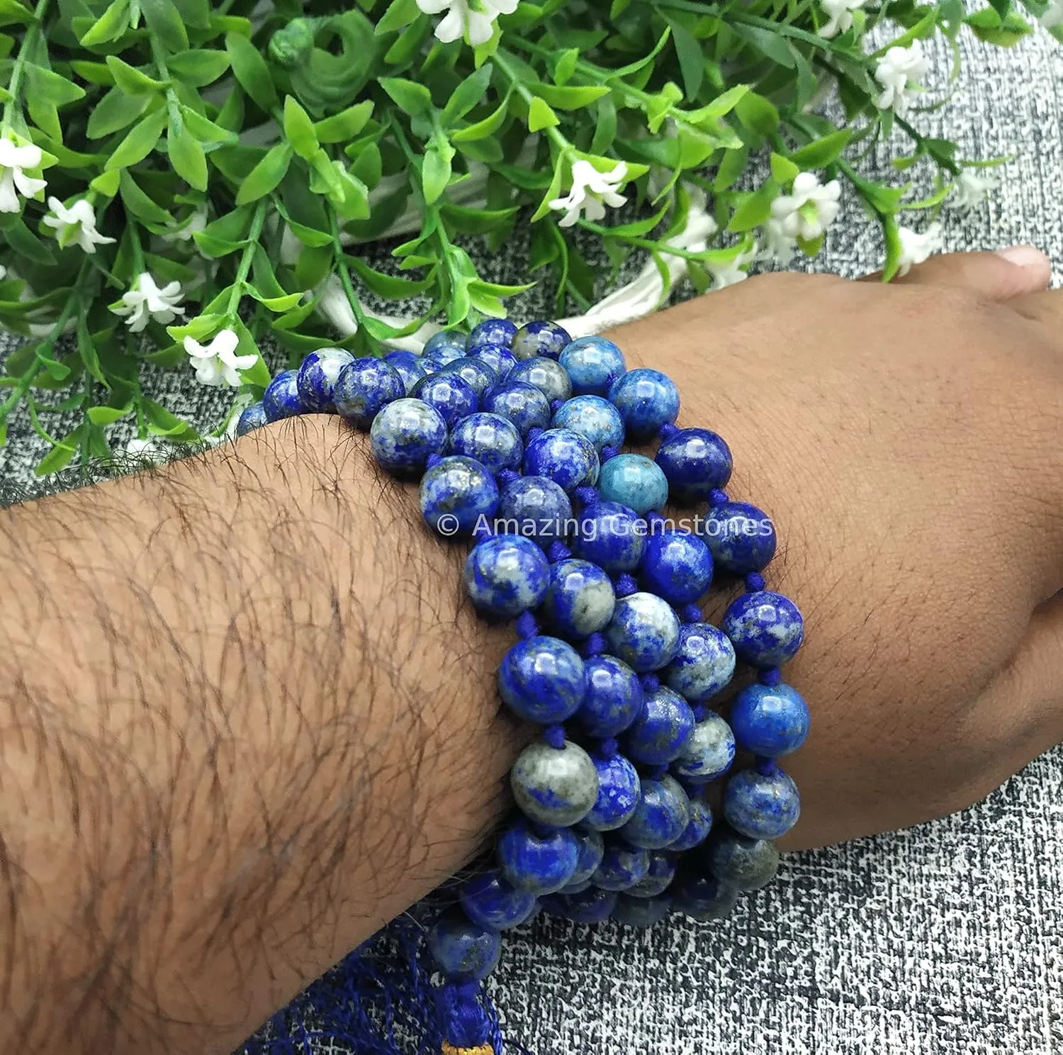 Amazing Gemstone Japa Mala 108 Prayer Beads Necklace and Wrist Mala Bracelet for Meditation