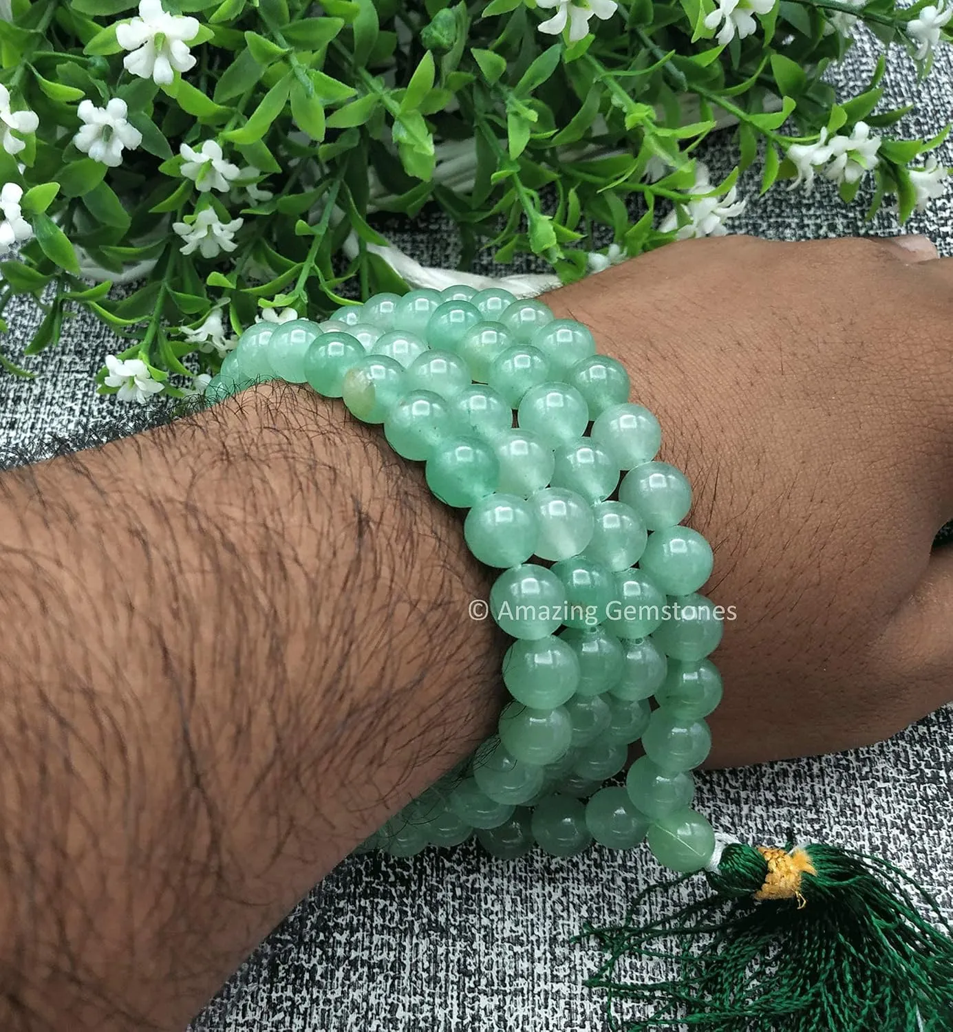 Amazing Gemstone Japa Mala 108 Prayer Beads Necklace and Wrist Mala Bracelet for Meditation