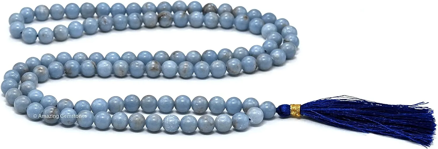 Amazing Gemstone Japa Mala 108 Prayer Beads Necklace and Wrist Mala Bracelet for Meditation