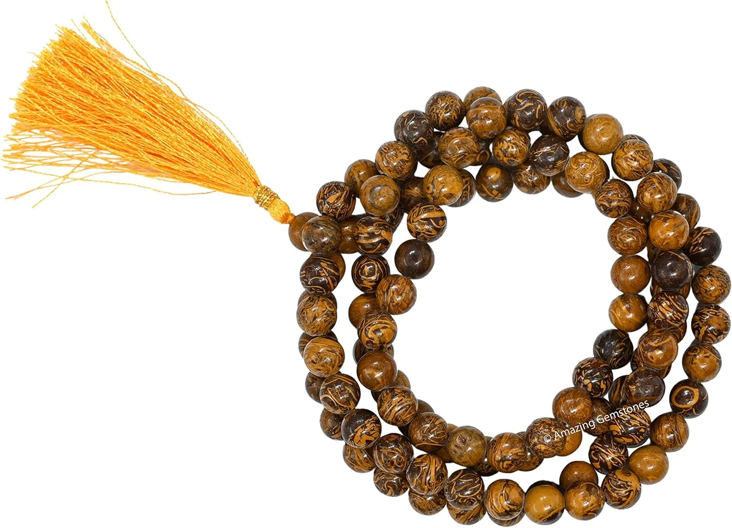 Amazing Gemstone Japa Mala 108 Prayer Beads Necklace and Wrist Mala Bracelet for Meditation