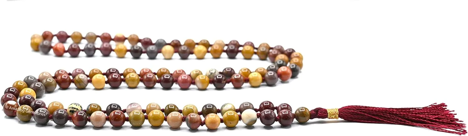 Amazing Gemstone Japa Mala 108 Prayer Beads Necklace and Wrist Mala Bracelet for Meditation