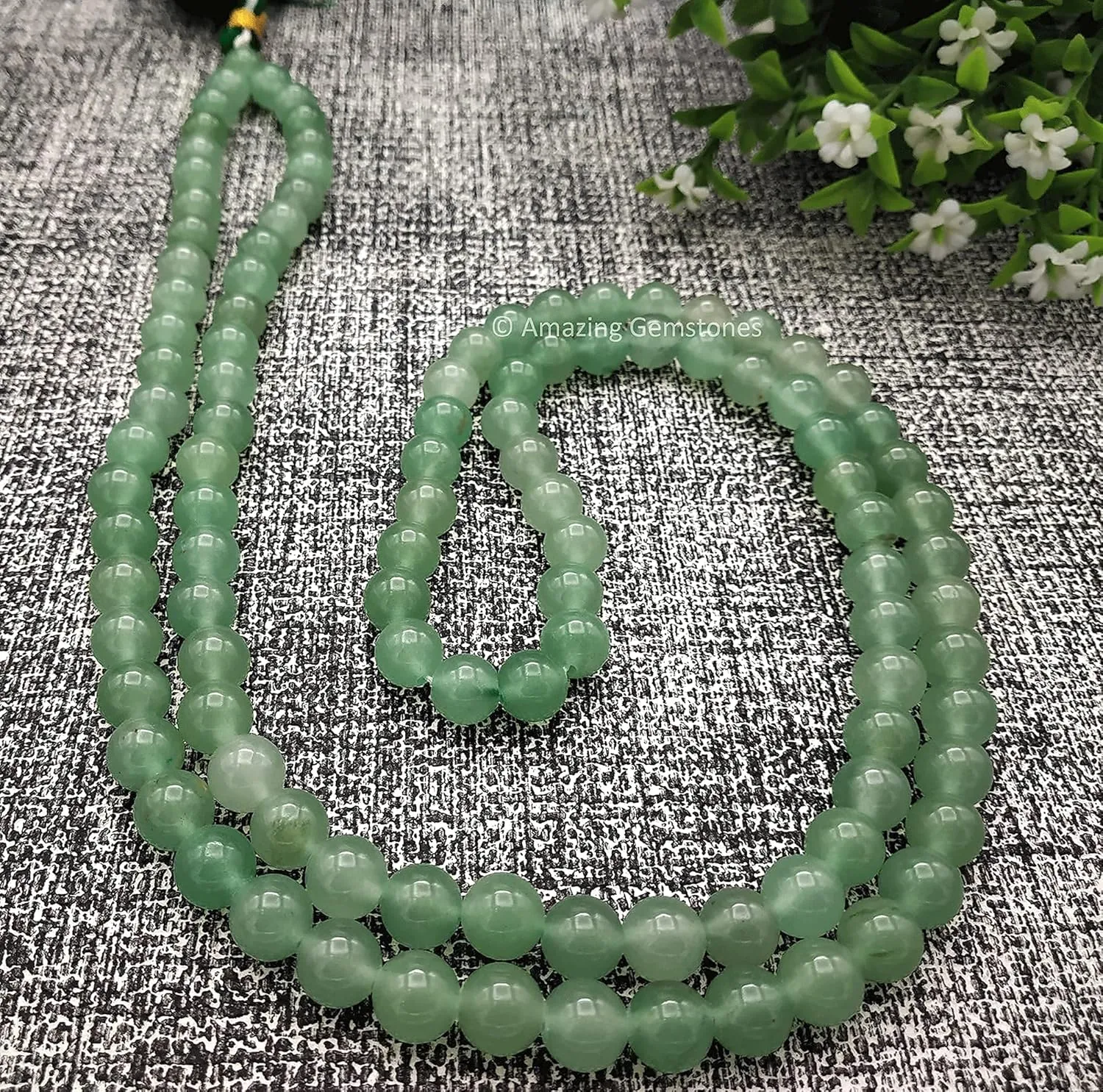 Amazing Gemstone Japa Mala 108 Prayer Beads Necklace and Wrist Mala Bracelet for Meditation
